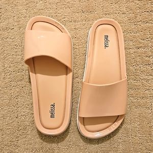 Blush pink jelly slides, size 6